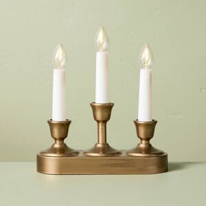 Open Box - 8.66" Christmas Window Flameless Candelabra Brass  Brass